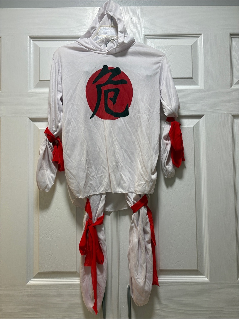 White and Red Kids Ninja-Inspired Hoodie Costume